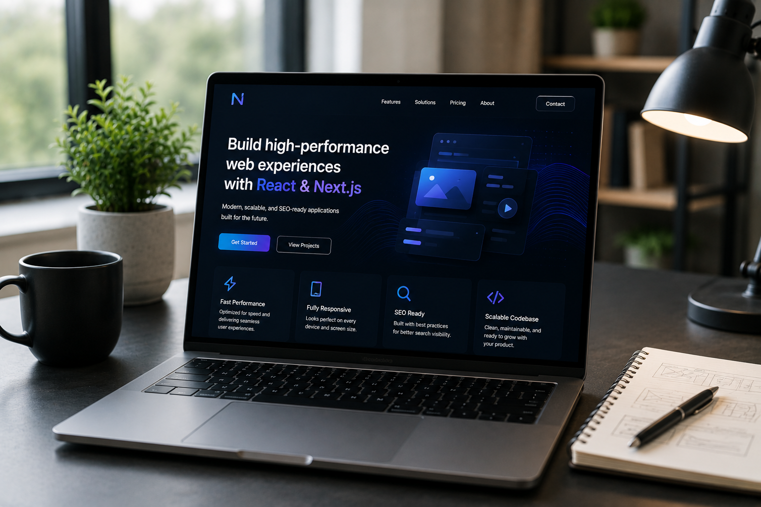React / Next.js Development project interface preview